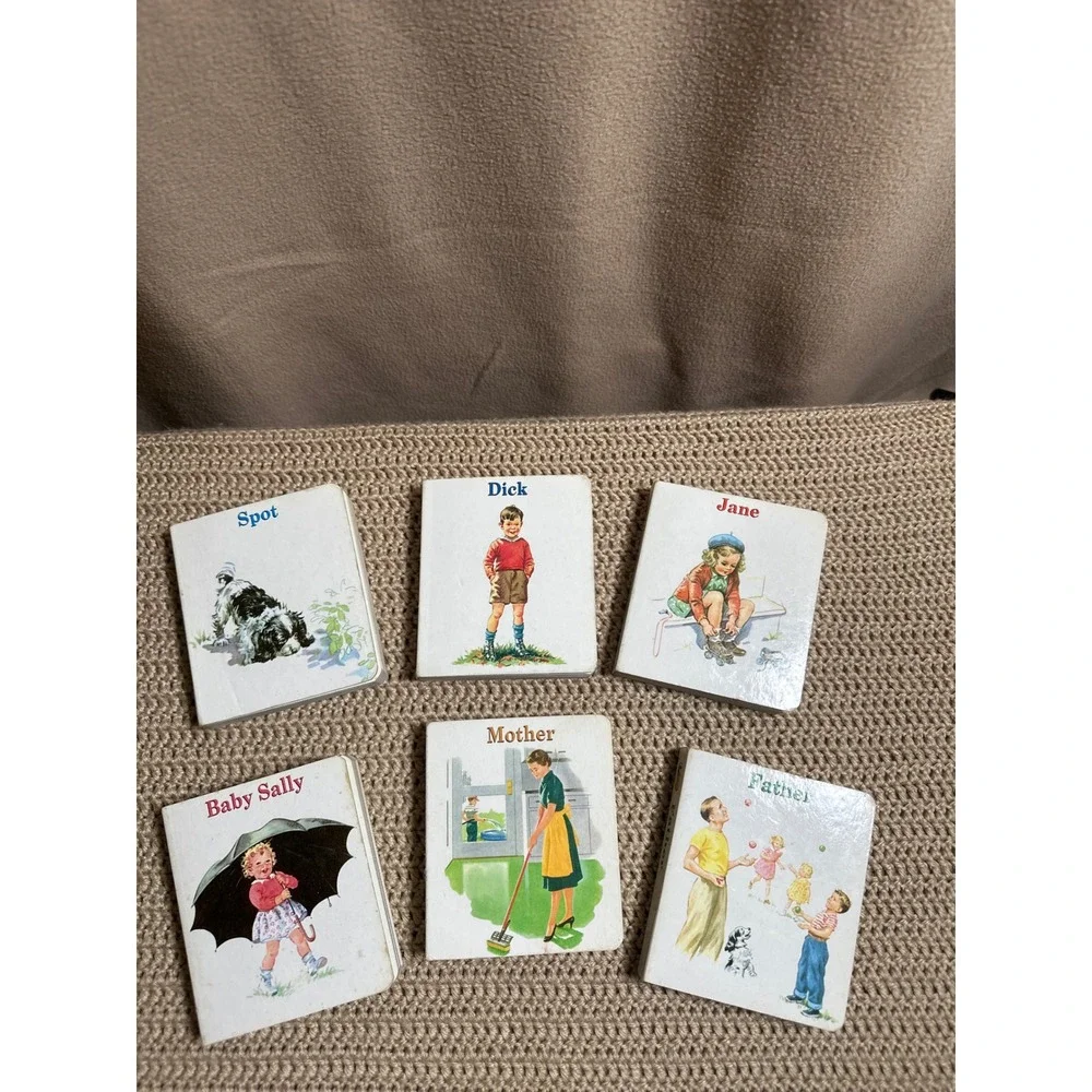 Vintage Dick and Jane Board Book Set 6 Titles Spot Baby Sally Mother Father Kids